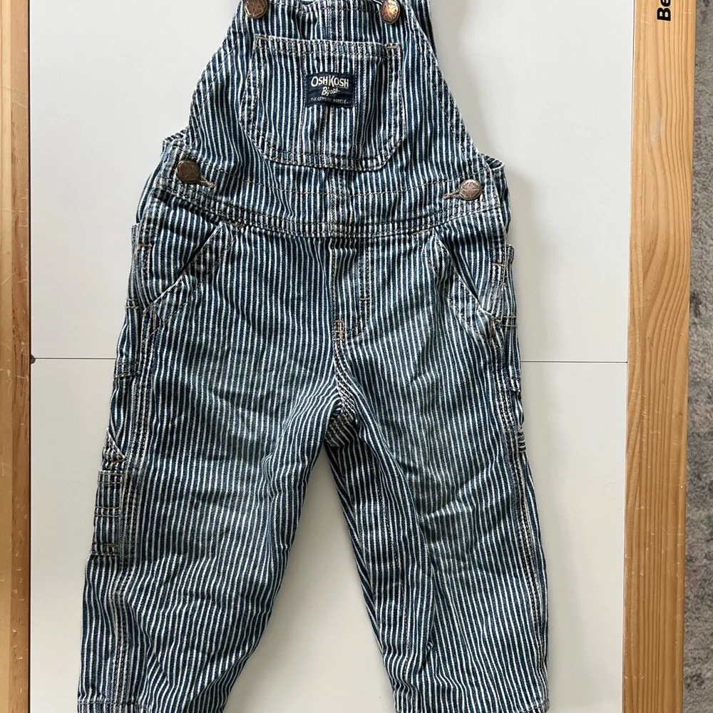 OshKosh B’gosh Pants Overalls Navy and White Stripes 12 Months